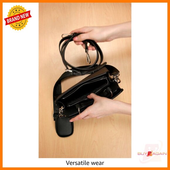 Convertible Crossbody Bag with Removable Strap, Vegan Leather, 2 Compartments - Picture 6 of 6